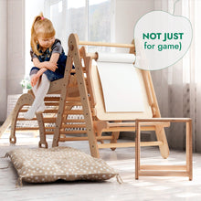 Load image into Gallery viewer, 6in1 Montessori Climbing Set: Triangle Ladder + Arch/Rocker + Slide/Ramp + Net + Cushion + Art Addition
