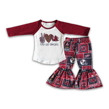 Load image into Gallery viewer, Peace love girls team bell bottom pants set