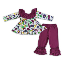 Load image into Gallery viewer, Backless bow tunic ruffle pants girls mardi gras clothing