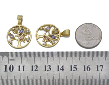 Load image into Gallery viewer, Gold Colorful CZ Life Tree On Round Ring Charm, Sku#JL126