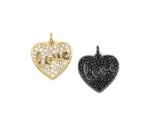 Load image into Gallery viewer, Pave Black Gold Love On Heart Pendant/Charm, sku#B337