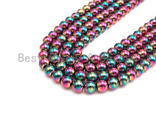 Load image into Gallery viewer, NEW Titanium Red Green Multicolor Hematite, Round Smooth 3mm/4mm/6mm/8mm/10mm, Natural Hematite beads, 15.5 Full Strand, #S126