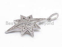 Load image into Gallery viewer, CZ Micro Pave Long North Star Pendant, Cubic Zirconia Pendant,48x25mm, sku#F216