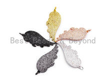 Load image into Gallery viewer, 18x44mm CZ Clear/Black Micro Pave Wing Pendant, Wing Shaped Pave Pendant, Gold/Rose Gold/Silver/Gunmetal plated,18x44mm, Sku#F421