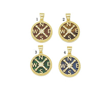 Load image into Gallery viewer, CZ Compass On Gemstone Round Coin Charm, Sku#LX74