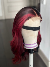 Load image into Gallery viewer, 4 By 4 Loose Wavy Closure Wig (100% Human Hair) 18 Inches Wine Color