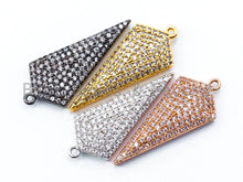 Load image into Gallery viewer, CZ Micro Pave Triangle Pendant, 11x35mm, 12x30mm, Gold/Rose Gold/Silver/Black Pave Pendant Charm, sku#B36