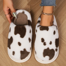 Load image into Gallery viewer, Cow Print Plush Slippers – Unisex Winter Slippers