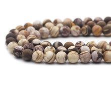 Load image into Gallery viewer, Matt Brown Zebra Jasper Round Smooth Beads, Sku#U1404