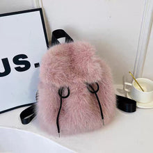 Load image into Gallery viewer, Plush Drawstring Flap Backpack
