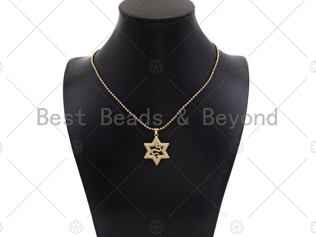CZ Micro Pave Snake On Star Shape Pendant/Charm,Cubic Zirconia Gold Charm, Necklace Bracelet Charm Pendant,26x30mm, Sku#LD33