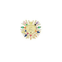 Load image into Gallery viewer, Colorful CZ Gold Virgin Mary Heart Charm, Sku#LX471