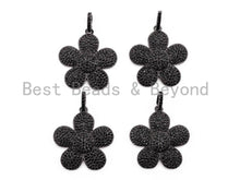 Load image into Gallery viewer, Black CZ Pave On Black Micro Pave Daisy Flower Charm Beads, Cubic Zirconia Paved Flower Charm,24x26mm, sku#F397/F348