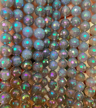 Load image into Gallery viewer, Mystic Plated Rainbow AB Grey Agate Beads, UA59G