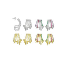 Load image into Gallery viewer, Clear Colorful CZ Multiline Claw Shape Earrings, Sku#A393