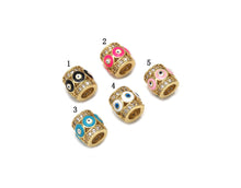 Load image into Gallery viewer, CZ Enamel Evil Eye On Tube Spacer Beads, Sku#LD275