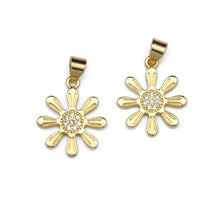 Load image into Gallery viewer, Clear CZ Gold Daisy Flower Shape Charm, Sku#LK830
