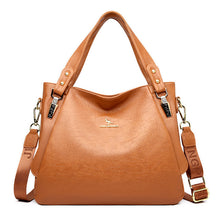 Load image into Gallery viewer, Women's High-Capacity PU Leather Tote Shoulder Bag | Elegant Niche Design | Black, Khaki, Brown