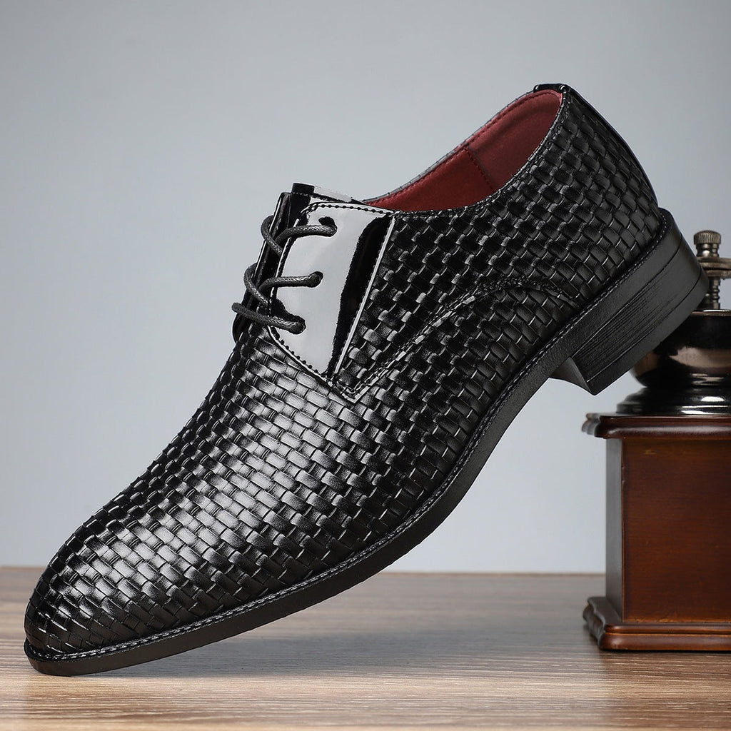 Men's Stylish Formal Pointed-Toe Lace-Up Leather Dress Shoes