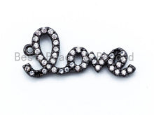 Load image into Gallery viewer, CZ Micro Pave Love Charm, CZ Pave Charm in Gold, Rose Gold, Black, Silver Finish, Pave Love Charms, 9x20mm, 1/2/5pcs sku#B20