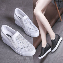 Load image into Gallery viewer, Women's Breathable Mesh Hidden-Heel Sneakers – Lightweight Rhinestone Casual Shoes
