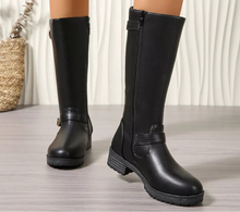 Load image into Gallery viewer, Women's Round Toe Block Heel Boots | Mid Heel Side Zip Ankle Boots