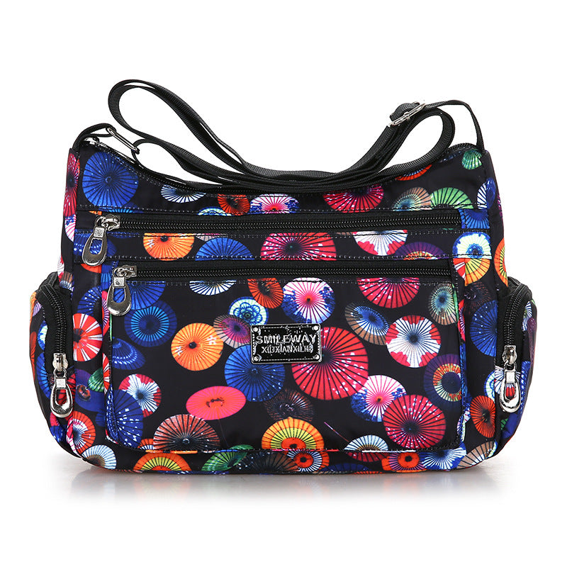 Women's Printed Canvas Shoulder Bag – Floral & Landscape Pattern Crossbody Handbag