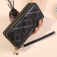 Load image into Gallery viewer, Women's Large Capacity Double Zipper Long Wallet – Quilted PVC Bifold Purse