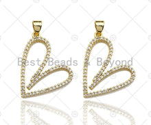 Load image into Gallery viewer, 18K Gold Finish Large Heart Shape Pendant,Heart Charm, Heart Pave Pendant, Gold plated, 21x25mm, Sku#LK56