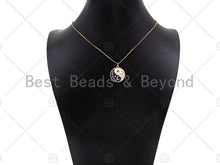 Load image into Gallery viewer, Enamel Cobalt White Yin Yang Pendant,Moon Star Sun Gold/Silver Pendant,Religious Enamel Jewelry,19x21mm,Sku#B129