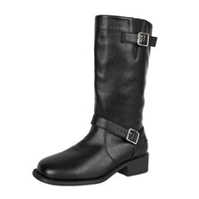 Load image into Gallery viewer, Women's Plus-Size Chunky Heel Zipper Thigh-High Boots – Synthetic Leather Over-the-Knee Boots