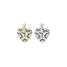 Load image into Gallery viewer, Gold Silver Black Print Heart Charm Pendant, Sku#A394