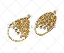 Load image into Gallery viewer, Filigree Gold Lacy Charm with Colorful Stone, Round/Teardrop/Oval Brushed Gold Twisted Wire Charm Pendants, Jewelry Findings,sku#CP04