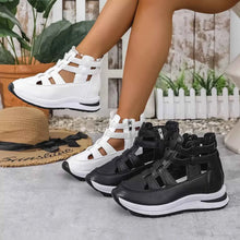 Load image into Gallery viewer, Women's Cutout Platform Sneakers | Low Heel PU Leather Shoes