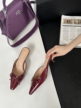 Load image into Gallery viewer, Women's Low-Heel Bow Slippers - Elegant Square Toe Roman Style Shoes