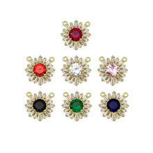 Load image into Gallery viewer, Baguette CZ Micro Pave Sunflower Shape Pendant/Charm, LK392
