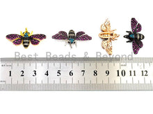 Load image into Gallery viewer, MOTH Inspired Charm, CZ Micro Pave Multi Color Insect Pendant, Cubic Zirconia Pave Butterfly, Gold/Rose Gold/Silver/Black,16x34x4,SKU#F440