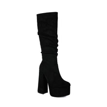 Load image into Gallery viewer, Women's Stretch Suede Waterproof Chunky High Heel Boots | Side Zipper | Sarah Express