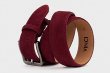 Load image into Gallery viewer, The Bari Burgundy Suede Leather Belt