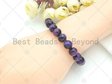 Load image into Gallery viewer, Natural Purple Tiger Eye Stretchy Bracelet