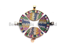 Load image into Gallery viewer, CZ Micro Pave Mixed Color Evil Eye Pendant, Oval Colored Cz Pave in Gold/Silver/Rose Gold Finish, 20x28mm, sku#F857
