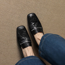 Load image into Gallery viewer, Women's Square-Toe Chunky Heel Sheepskin Leather Pumps - Mid Heel Slip-On Dress Shoes