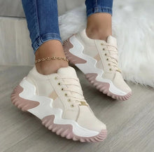 Load image into Gallery viewer, Women's Lace-Up Platform Sneakers | Patent Leather Round-Toe Chunky Heels
