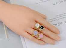 Load image into Gallery viewer, Enamel Peace Sign On Round Adjustable Ring, Sku#X325