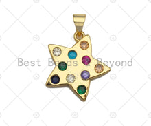 Load image into Gallery viewer, Colorful CZ Micro Pave Heart Star Clover Pendant Charm, Gold Filled star, heart, shamrock Charm, sku#L353