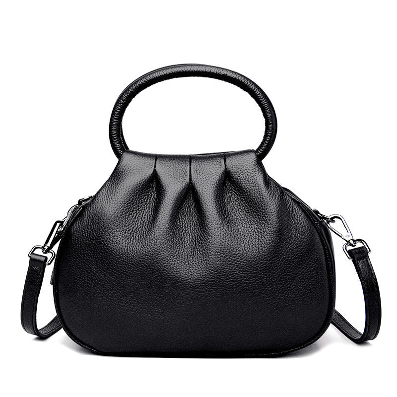 Heart-Shaped Genuine Leather Crossbody Bag for Women – Full-Grain Cowhide, Black, Gray & Wine Red