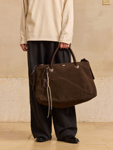 Load image into Gallery viewer, Premium Suede Travel Tote Bag - Diagonal Shoulder Handbag Brown