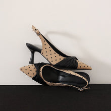 Load image into Gallery viewer, Women's Polka Dot Slingback Pumps | Pointed Toe Genuine Lambskin Heels
