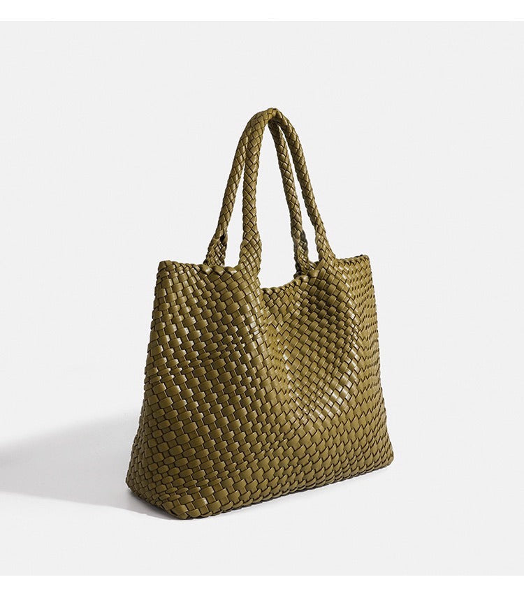 Handwoven Woven Shoulder Bag - Premium PU Leather Underarm Bag for Women