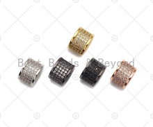Load image into Gallery viewer, CZ Micro Pave Cylinder Spacer Beads with Clear Crystal for Bracelet/Necklace, sku#G43c